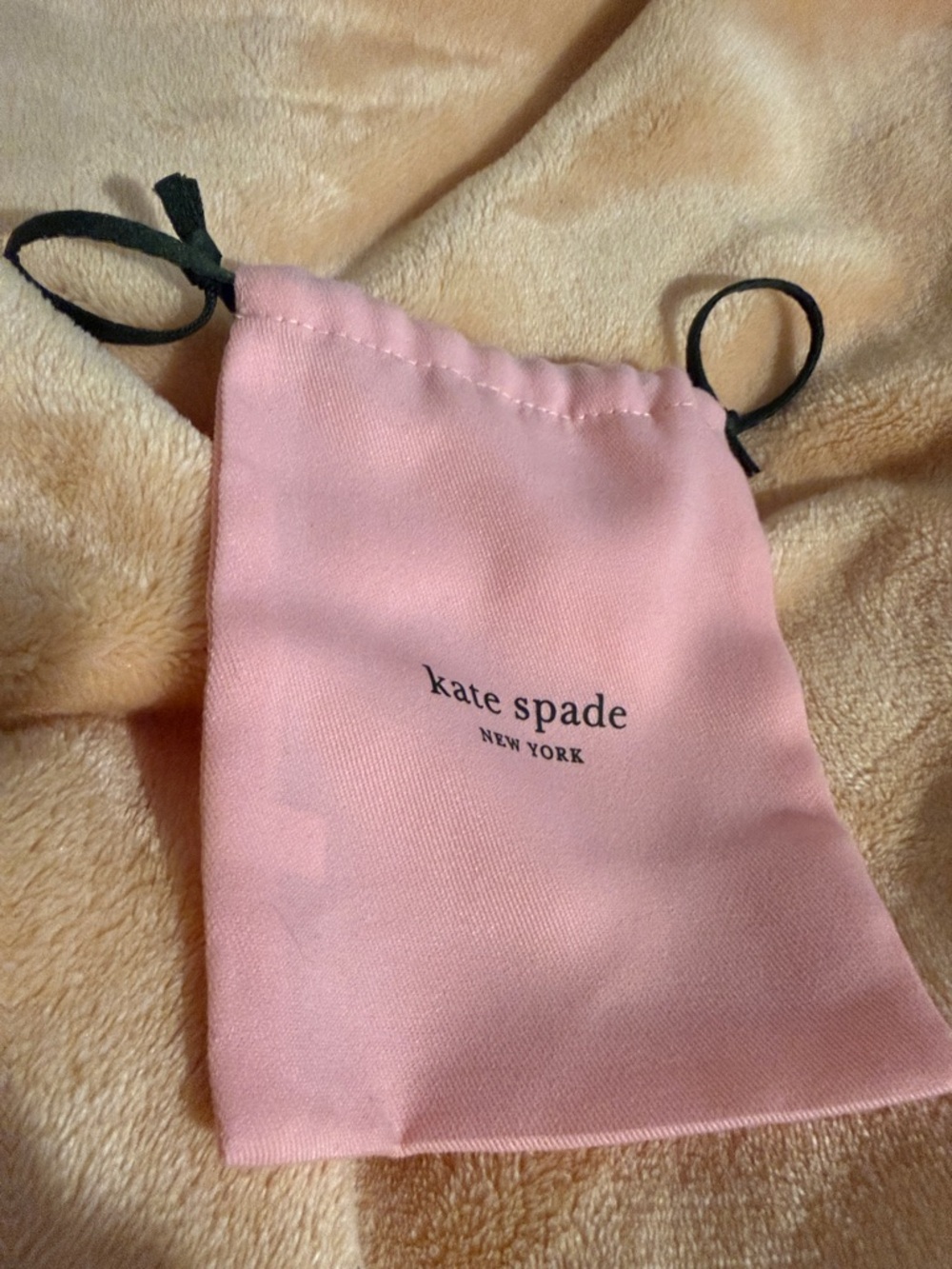 kate spade Pink Drawstring Mini Accessory Pouch with Black Ties